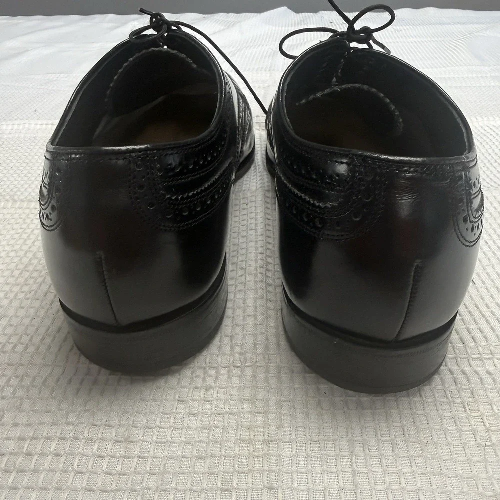 Florsheim Wingtip Oxford Black Leather Dress Shoes Mens Size 9.5 3E (Extra Wide)